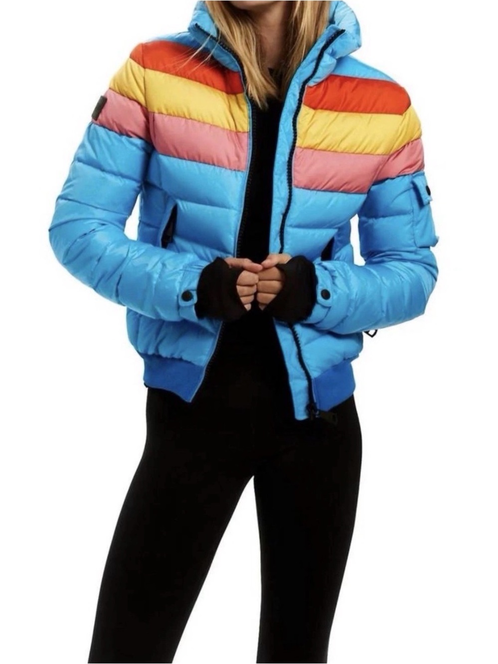 SAM. New York Size Small Bright Blue Starburst Puffer Jacket like new